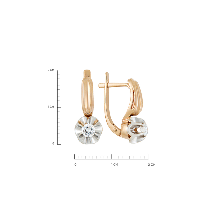 Серьги из золота 585 пробы c 2 бриллиантами, Л 6102 6272 за 78921