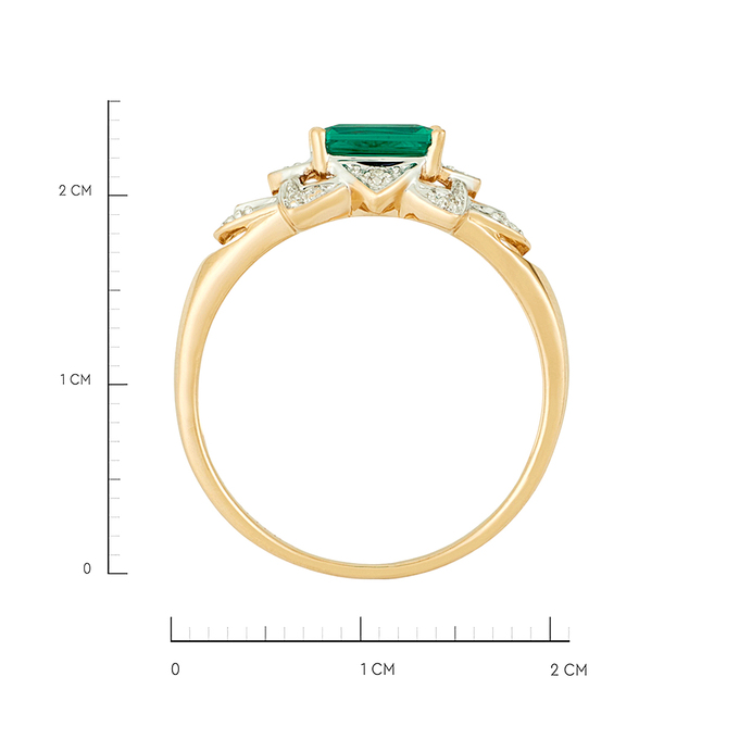 Кольцо из золота 585 пробы c бриллиантами и синтетическим изумрудом, Л 3305 6506 за 35040
