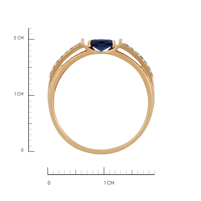 Кольцо из золота 375 пробы c бриллиантами и синтетическим сапфиром, Л 4807 8472 за 11120