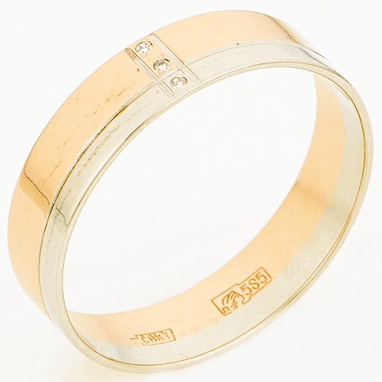 Кольцо из комбинированного золота 585 пробы c 3 бриллиантами, Л09102721 за 7425