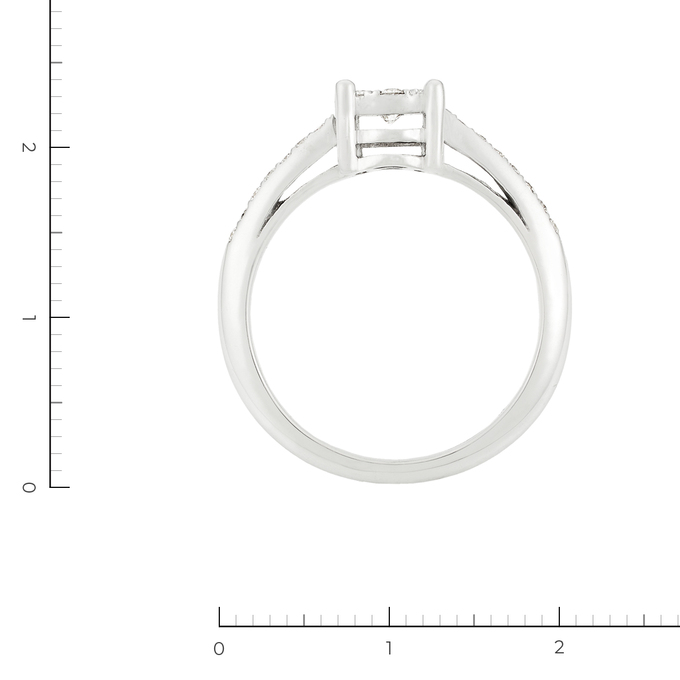 Кольцо из белого золота 750 пробы c 23 бриллиантами и 23 бриллиантами