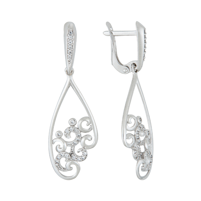 Серьги из золота 585 пробы c 44 фианитами, Л 6402 2681 за 28320