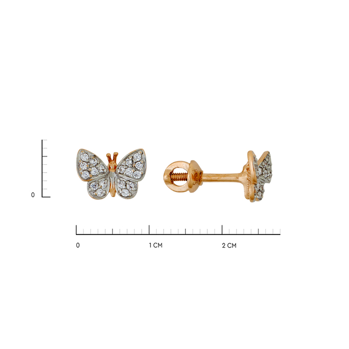 Серьги из золота 585 пробы c фианитами