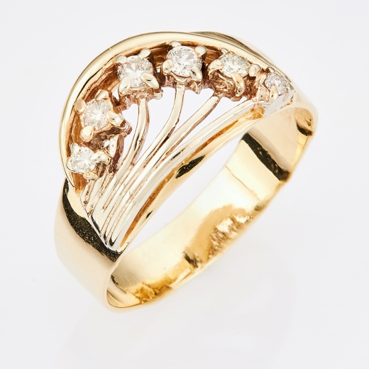 Кольцо из комбинированного золота 500 пробы c 6 бриллиантами Л54034660 фото 1