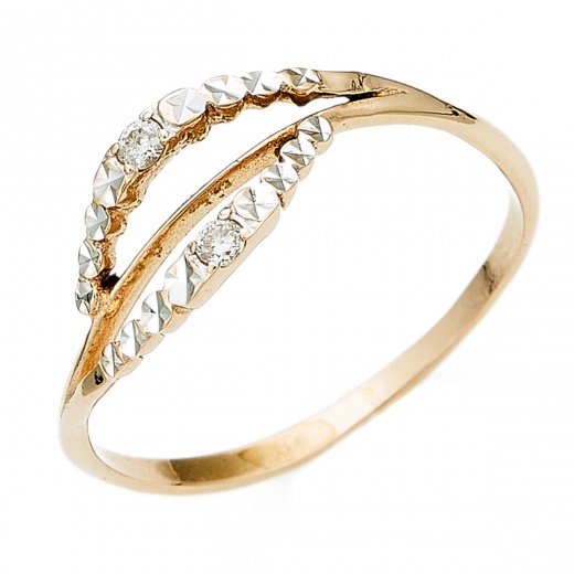 Кольцо из комбинированного золота 585 пробы c 2 бриллиантами Л62006186 фото 1