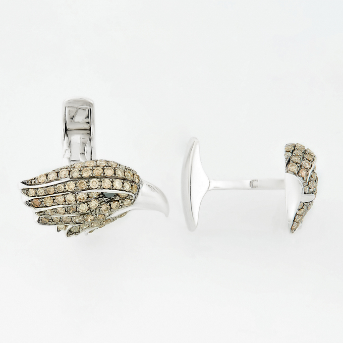 Запонка из белого золота 585 пробы c 114 бриллиантами