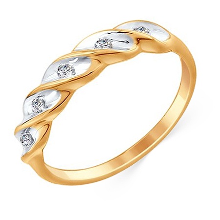Кольцо из комбинированного золота 585 пробы c 5 бриллиантами ЦО0032308 фото 1