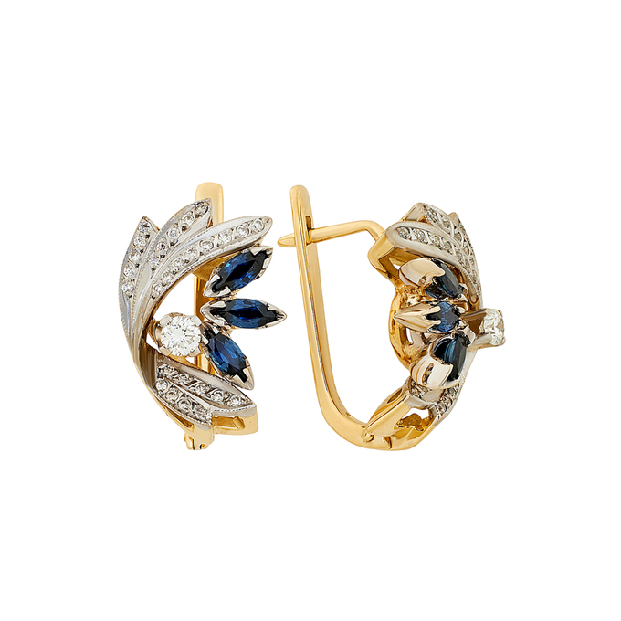 Серьги из золота 750 пробы c бриллиантами и сапфирами, Л 2812 5123 за 210000