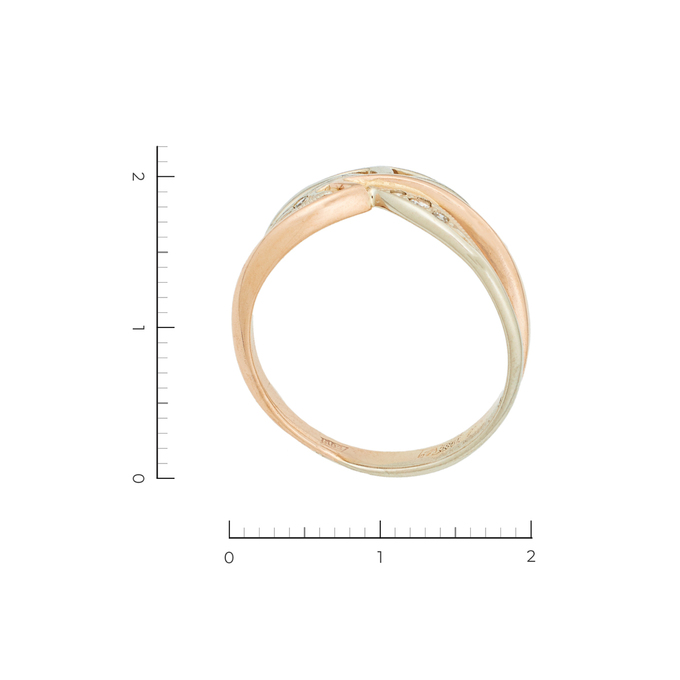 Кольцо из комбинированного золота 585 пробы c 4 бриллиантами, Л 2315 9720 за 22750