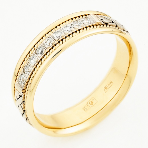 Кольцо из комбинированного золота 585 пробы c 9 бриллиантами Л18072780 фото 1