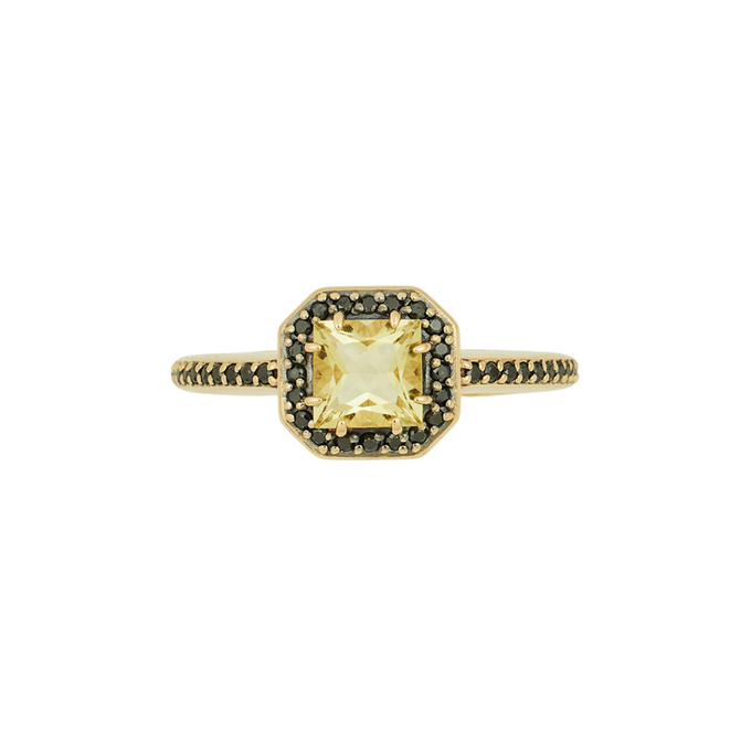 Кольцо из золота 585 пробы c цитрином и бриллиантами, Л 1208 5372 за 29760