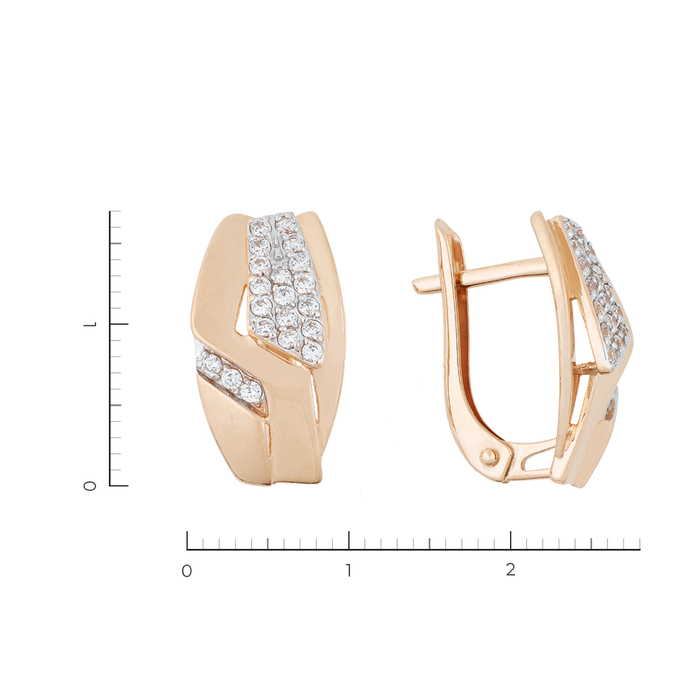 Серьги из красного золота 585 пробы c 40 фианитами