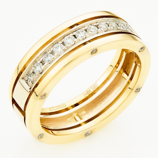 Кольцо из комбинированного золота 585 пробы c 23 бриллиантами