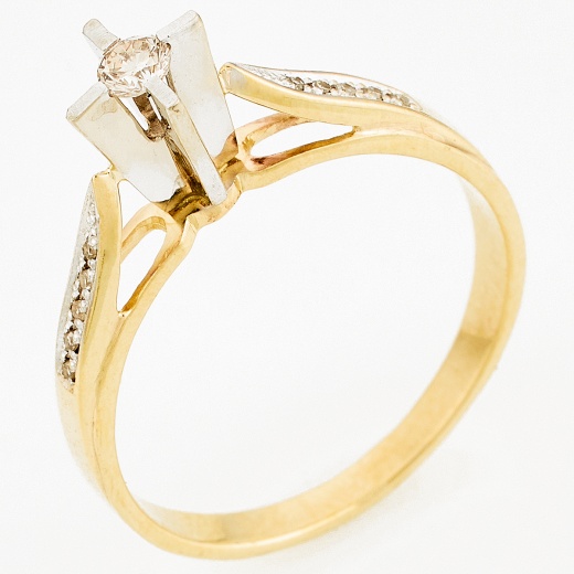 Кольцо из комбинированного золота 585 пробы c 11 бриллиантами Л37055045 фото 1