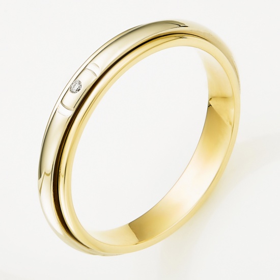 Кольцо обручальное из комбинированного золота 585 пробы c 3 бриллиантами, Л04076224 за 23 030 ₽