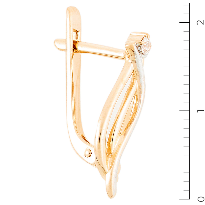 Серьги из комбинированного золота 585 пробы c фианитами
