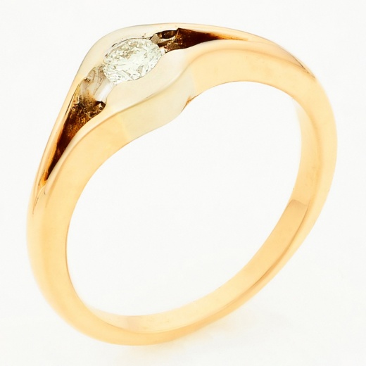 Кольцо из комбинированного золота 585 пробы c 1 бриллиантом Л43015259 фото 1