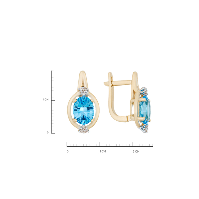 Серьги из золота 585 пробы c топазами и бриллиантами, К 0000 4207 за 38200