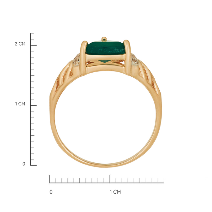 Кольцо из золота 585 пробы c хризопразом и фианитами, Л 1116 3328 за 19040