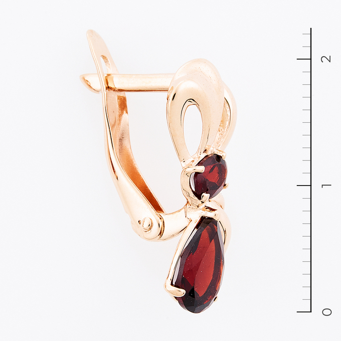 Серьги из золота 585 пробы c 4 гранатами
