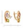 Серьги из золота 585 пробы c 2 хризолитами и 2 топазами и 2 аметистами и 2 фианитами