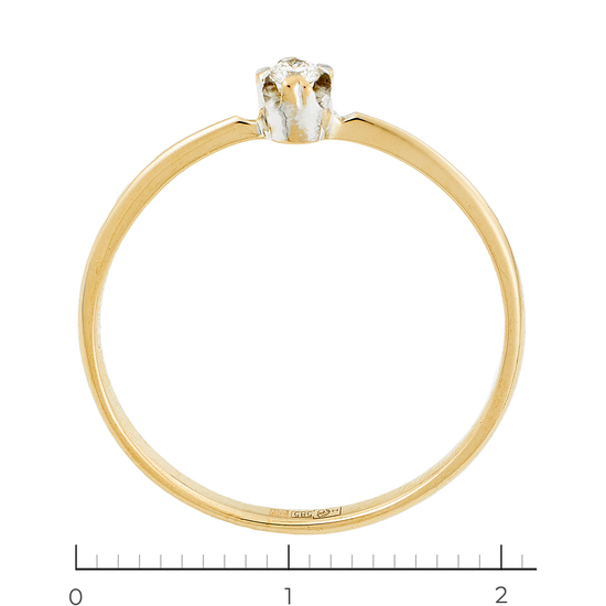 Кольцо из комбинированного золота 585 пробы c 1 бриллиантом, Л16148918 за 9300