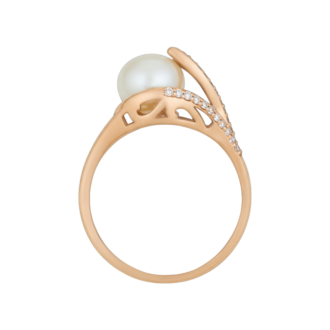 Кольцо из золота 585 пробы c культивированным жемчугом и фианитами, Л 2316 7920 за 30720