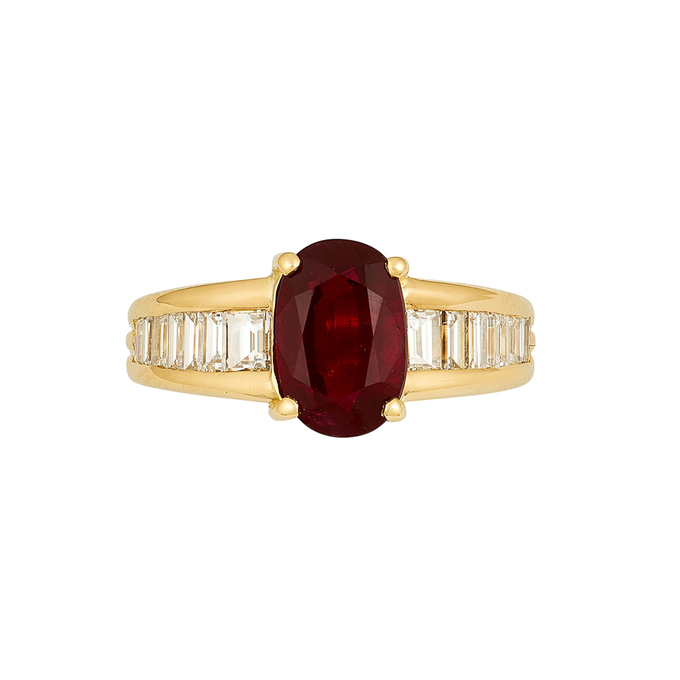 Кольцо из золота 750 пробы c рубином и бриллиантами, Л 2811 6702 за 280000