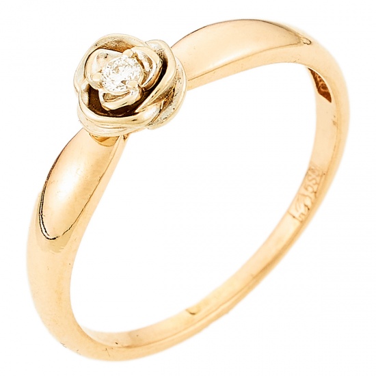 Кольцо из комбинированного золота 585 пробы c 1 бриллиантом, Л31118029 за 9540