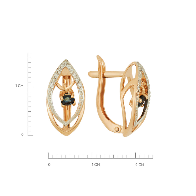 Серьги из золота 585 пробы c сапфирами и бриллиантами, Ц О007 1733 за 39600