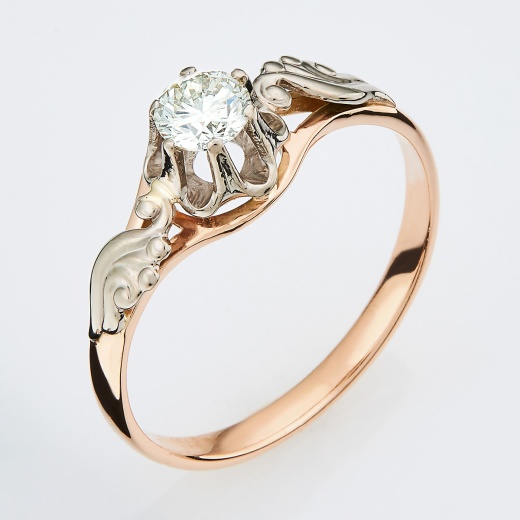 Кольцо из комбинированного золота 583 пробы c 1 бриллиантом Л45056134 фото 1