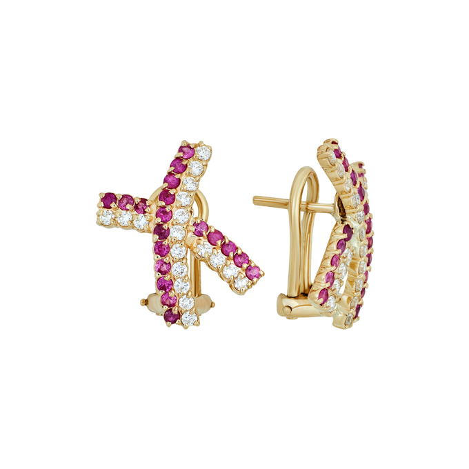 Серьги из золота 585 пробы с бриллиантами и сапфирами, Ц О007 3857 за 140000