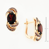 Серьги из красного золота 585 пробы c 2 гранатами и камнями синтетическими