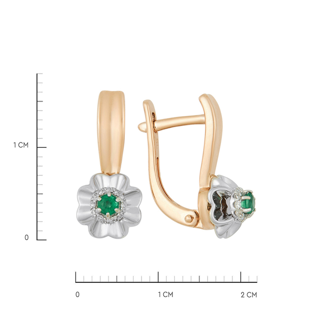 Серьги из золота 585 пробы c изумрудами и бриллиантами, К 0000 5359 за 52800