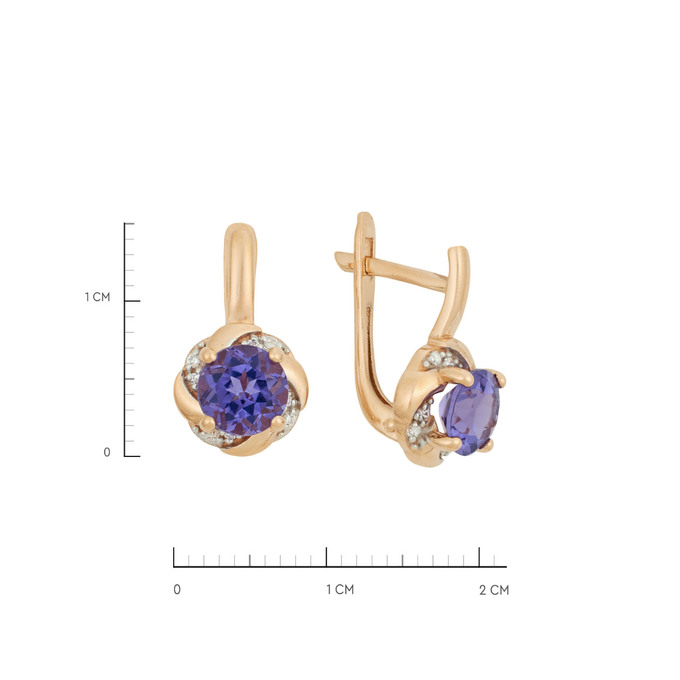 Серьги из золота 585 пробы с фианитами, Ц О007 3885 за 27600