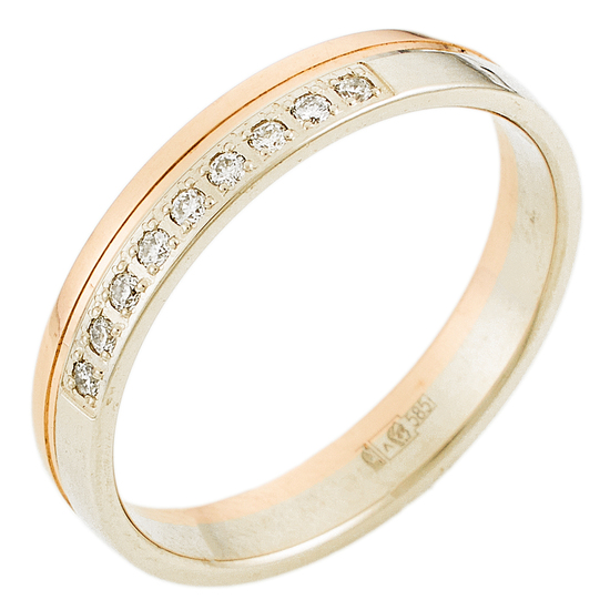 Кольцо из комбинированного золота 585 пробы c 9 бриллиантами, Л06155754 за 12450