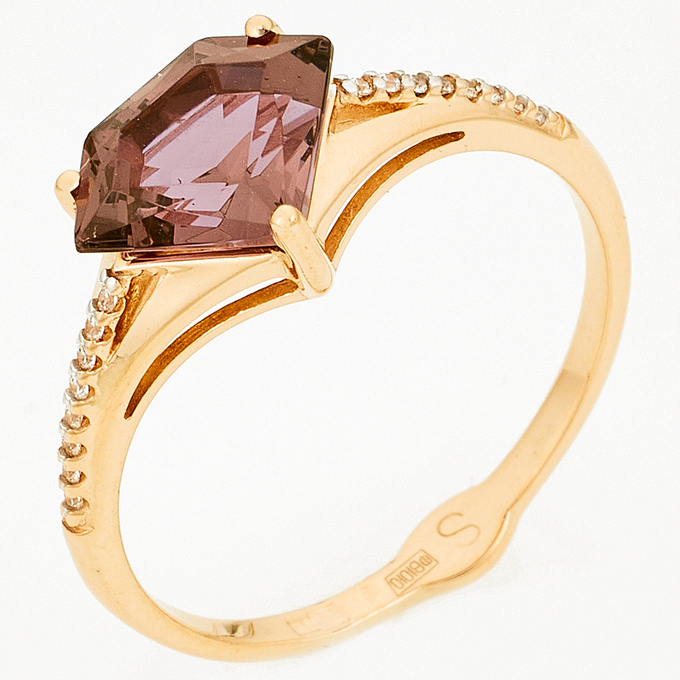 Кольцо из золота 585 пробы c синтетическим камнем и фианитами, Л 7501 1592 за 19840