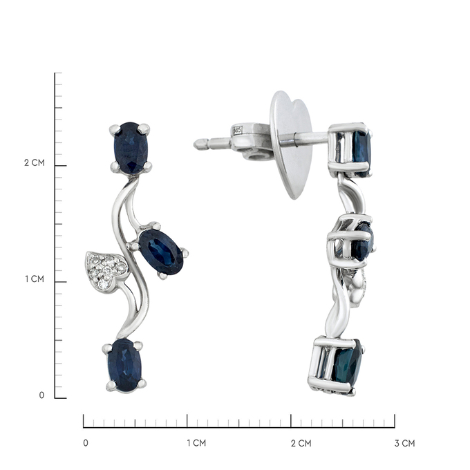 Серьги из золота 585 пробы c сапфирами и бриллиантами, Л 0503 9237 за 60750