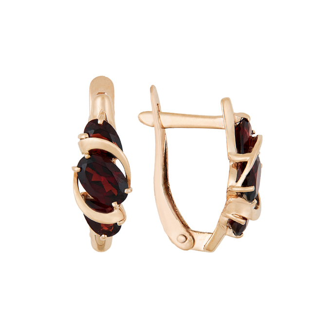 Серьги из золота 585 пробы c гранатами