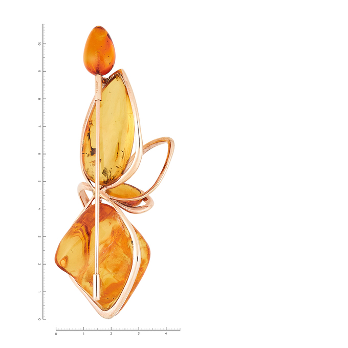 Брошь из золота 585 пробы c 4 янтарями, Л 2810 4309 за 289000