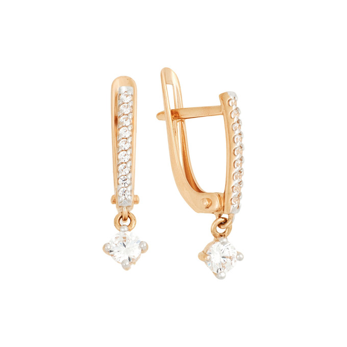 Серьги из золота 585 пробы с фианитами, Л 3015 1778 за 15000