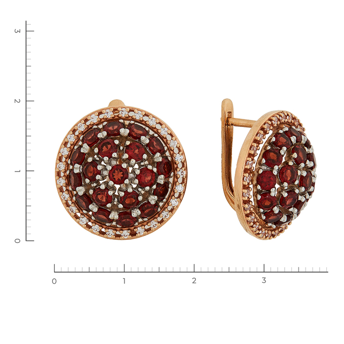 Серьги из золота 585 пробы c синт.камнями и гранатами, Л 2811 1932 за 72000