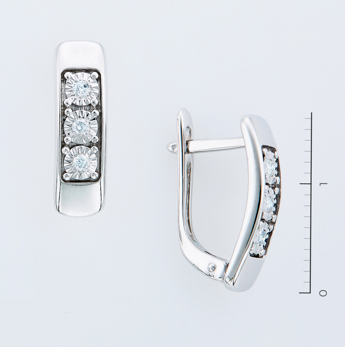 Серьги из золота 585 пробы c 6 бриллиантами