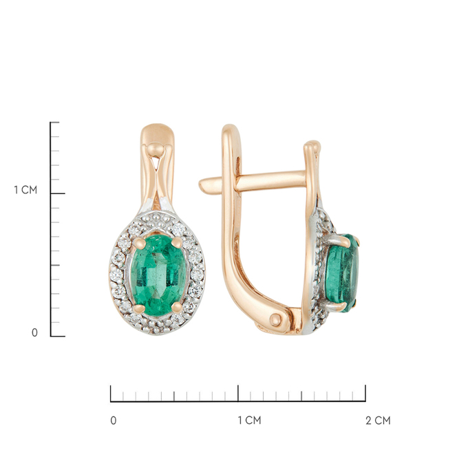 Серьги из золота 585 пробы c изумрудами и бриллиантами, Л 2508 7055 за 43920