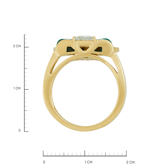 Кольцо из золота 750 пробы c бриллиантами и малахитами, Л 0616 4812 за 132000