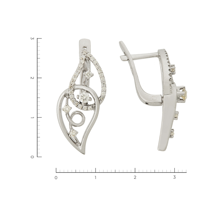 Серьги из белого золота 585 пробы c 62 бриллиантами