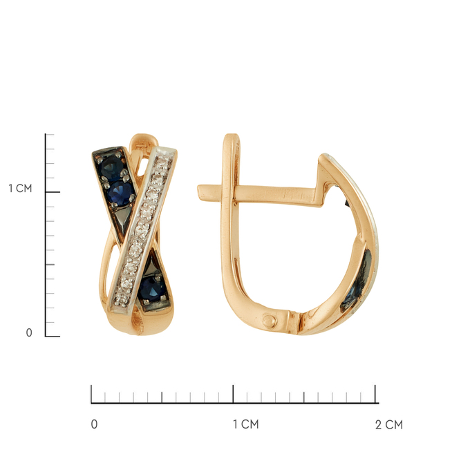 Серьги из золота 585 пробы c сапфирами и бриллиантами, Л 3014 8507 за 24640