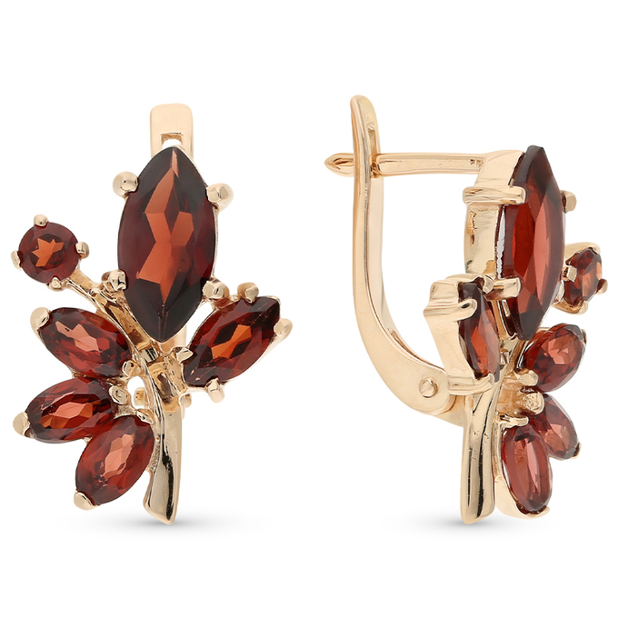 Серьги из золота 585 пробы c гранатами
