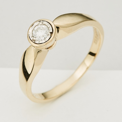 Кольцо из комбинированного золота 375 пробы c 1 бриллиантом Л47070904 фото 1