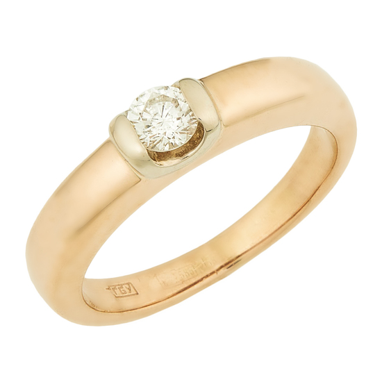 Кольцо из комбинированного золота 585 пробы c 1 бриллиантом, Л35059288 за 35940
